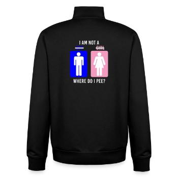 Non-Binary Where Do I Pee Gender Identity Graphic - Unisex Organic Zip Sweatshirt von Stanley/Stella - Schwarz - Hinten - AI Model Male 185 light (185cm)
