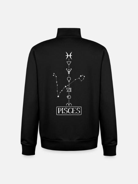 Pisces - Pisces Zodiac - white - Unisex Organic Zip Sweatshirt by Stanley/Stella - black