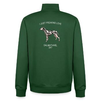 Dalmatian Love: Bold Canine Tee - Unisex Organic Zip Sweatshirt by Stanley/Stella - bottle green - Back - AI Model Male 185 dark (185cm)