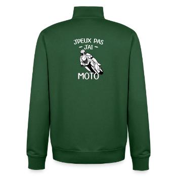 J'peux Pas, J'Ai Moto - Sweat zippé unisexe en coton bio Stanley/Stella - vert bouteille - Dos - AI Model Male 185 dark (185cm)