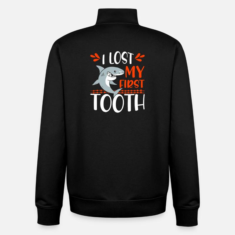 First Tooth Shark Tee - Unisex Organic Zip Sweatshirt by Stanley/Stella - black
