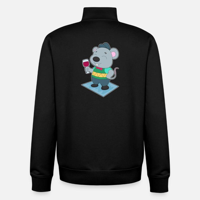 Mouse Red Wine - Unisex Organic Zip Sweatshirt by Stanley/Stella - black