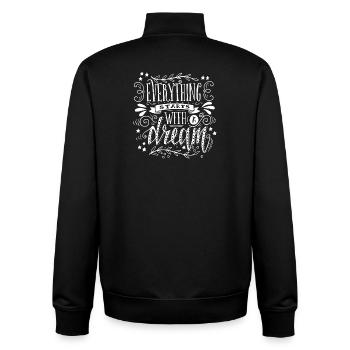 Tout commence par une citation inspirante de rêve - Sweat zippé unisexe en coton bio Stanley/Stella - noir - Dos - AI Model Male 185 light (185cm)