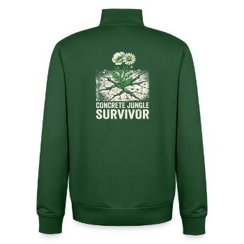 Survivant de la jungle de béton - Sweat zippé unisexe en coton bio Stanley/Stella - vert bouteille - Dos - AI Model Male 185 dark (185cm)