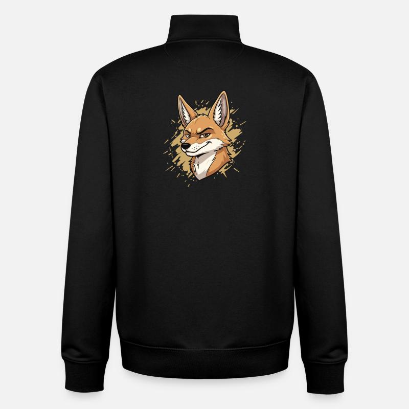 Dessin animé intelligent du Renard - Sweat zippé unisexe en coton bio Stanley/Stella - noir