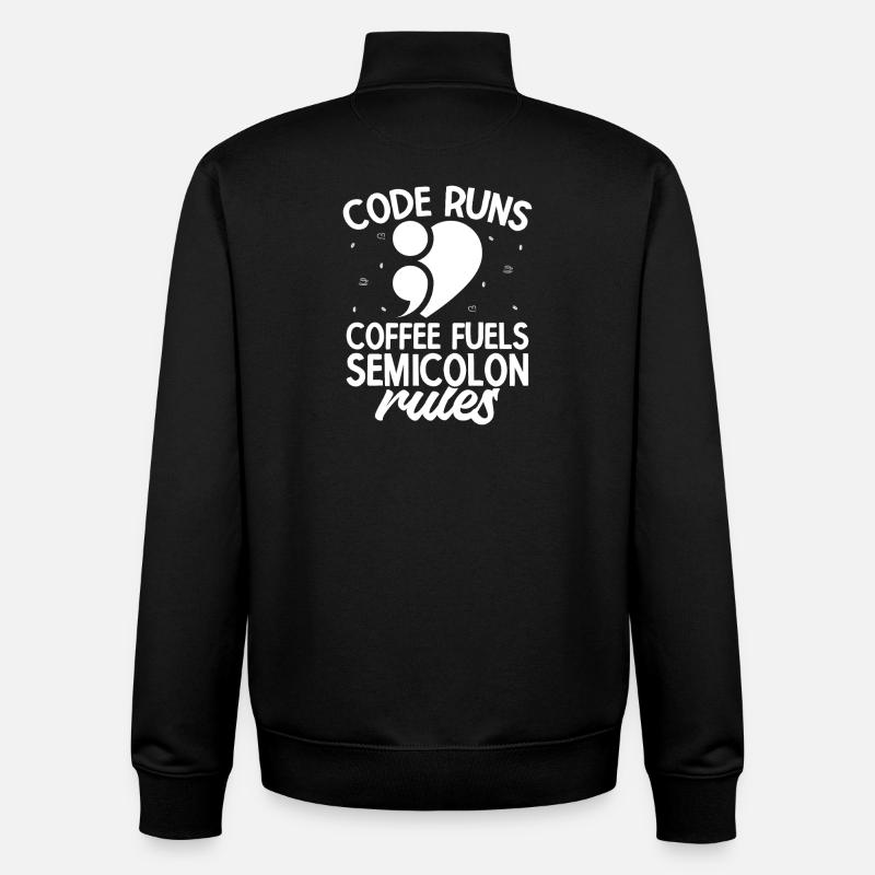 Semi Colon Coffee Fuels Semicolon - Unisex Organic Zip Sweatshirt by Stanley/Stella - black