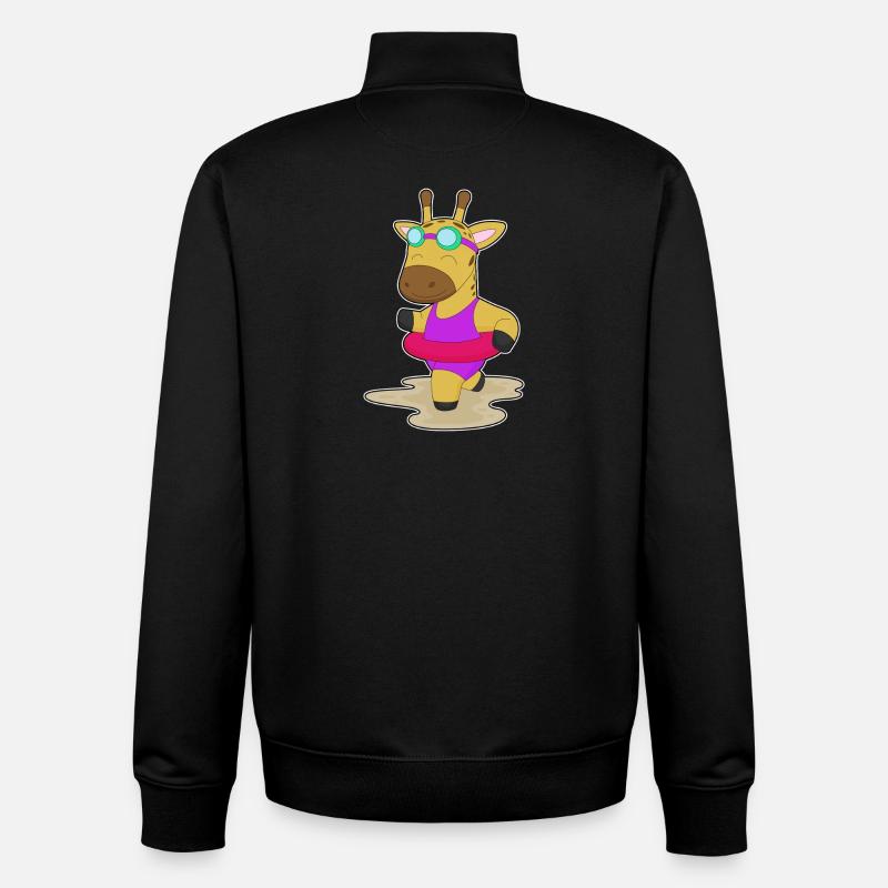Giraffe Swimming Swim Ring Summer - Unisex Organic Zip Sweatshirt by Stanley/Stella - black