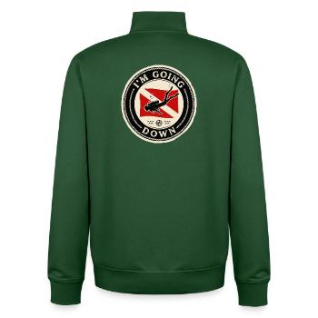 Drapeau de plongée sous-marine descendant rétro - Sweat zippé unisexe en coton bio Stanley/Stella - vert bouteille - Dos - AI Model Male 185 dark (185cm)