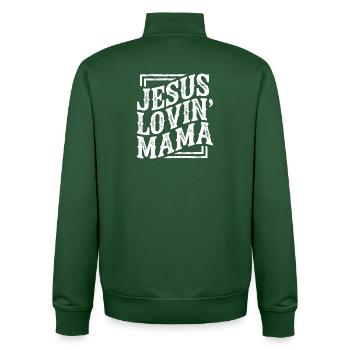 Jesus Lovin' Mama Typography - Unisex Organic Zip Sweatshirt von Stanley/Stella - Flaschengrün - Hinten - AI Model Male 185 dark (185cm)