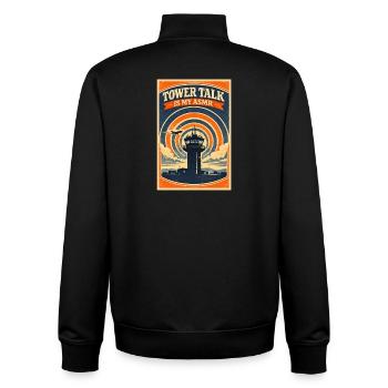 Pure tower radio | Plane Spotter Aviation - Unisex Organic Zip Sweatshirt by Stanley/Stella - black - Back - AI Model Male 185 light (185cm)