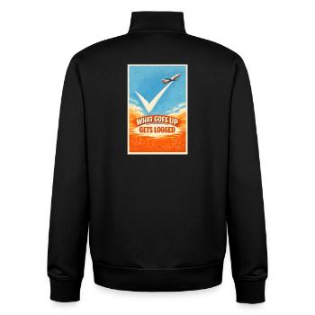Ce qui monte est enregistré | Observateur d’avions - Sweat zippé unisexe en coton bio Stanley/Stella - noir - Dos - AI Model Male 185 light (185cm)