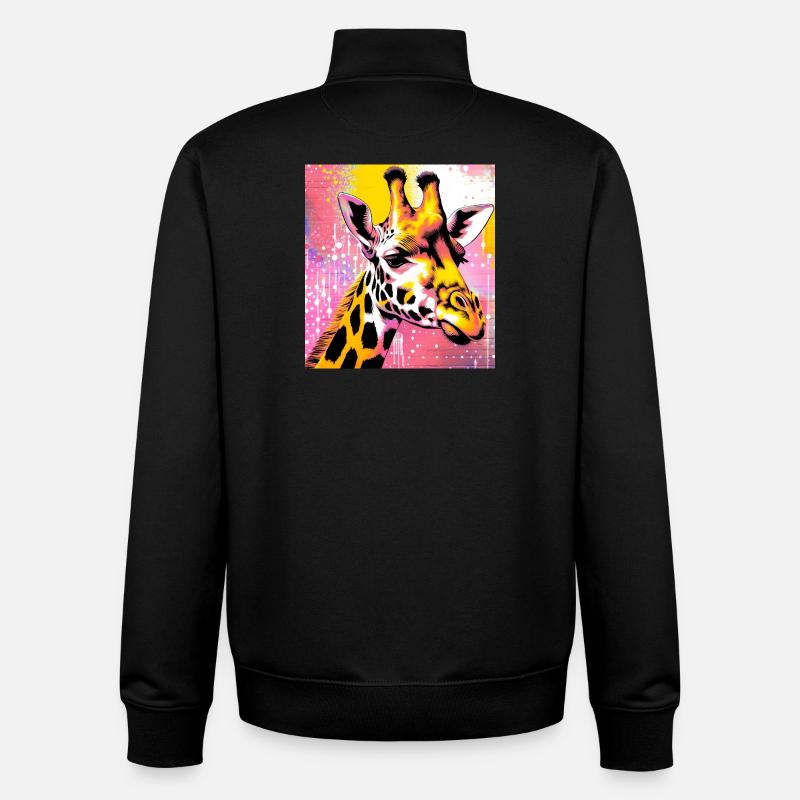 giraffe - Unisex Organic Zip Sweatshirt by Stanley/Stella - black
