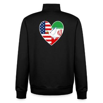 USA Iran Dove of Peace Love - Unisex Organic Zip Sweatshirt by Stanley/Stella - black - Back - AI Model Male 185 light (185cm)
