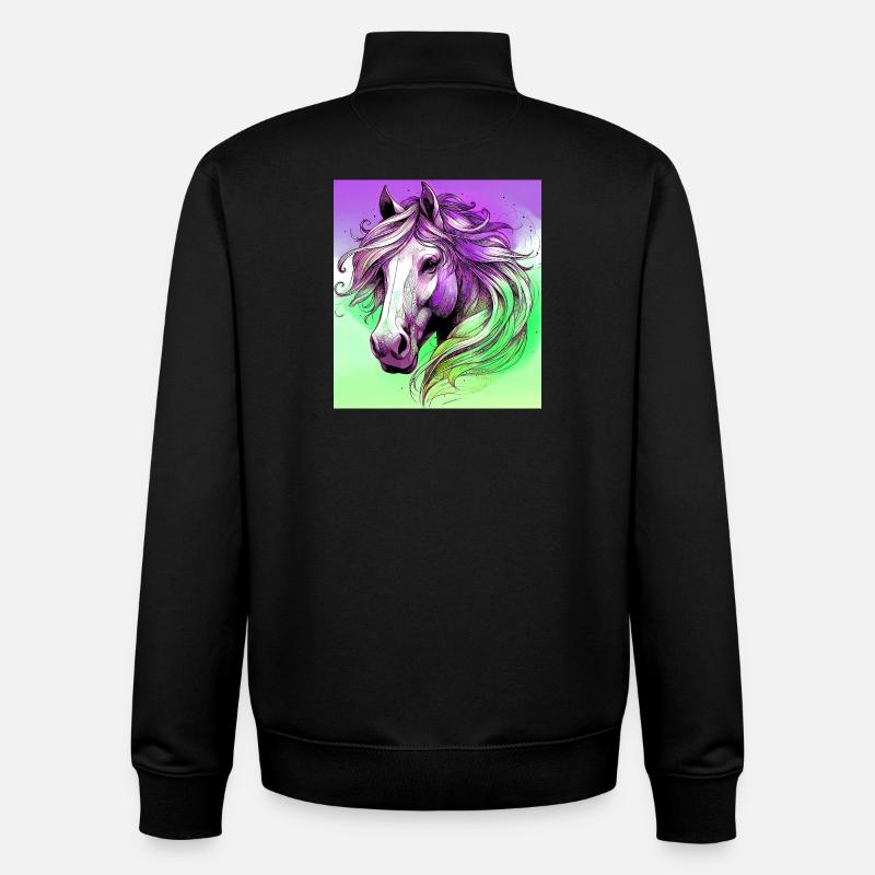 cheval - Sweat zippé unisexe en coton bio Stanley/Stella - noir