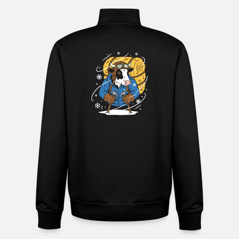 Winterlumberjack Kuh - Unisex Organic Zip Sweatshirt von Stanley/Stella - Schwarz