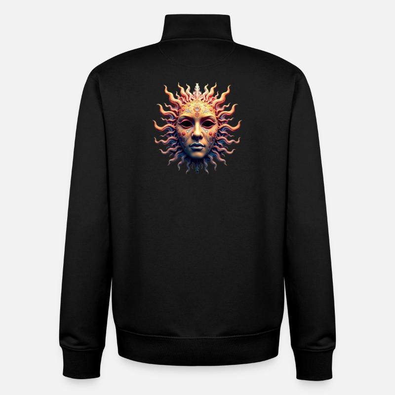 Masque de la Déesse du Soleil - Sweat zippé unisexe en coton bio Stanley/Stella - noir