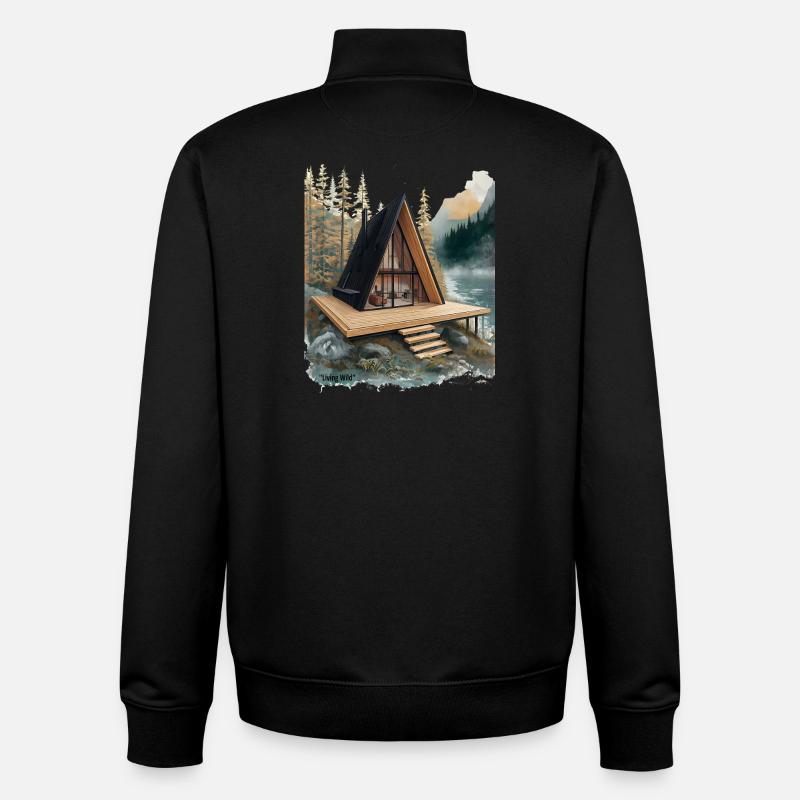 Retraite du lac Aframe - Sweat zippé unisexe en coton bio Stanley/Stella - noir