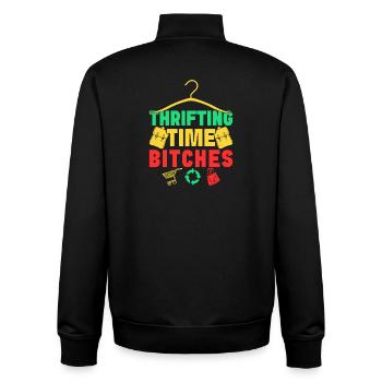 Thrift Shopper Thrifting Time Bitches Thrift Store - Unisex Organic Zip Sweatshirt von Stanley/Stella - Schwarz - Hinten - AI Model Male 185 light (185cm)