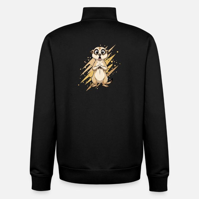 Suricate surprenante - Sweat zippé unisexe en coton bio Stanley/Stella - noir