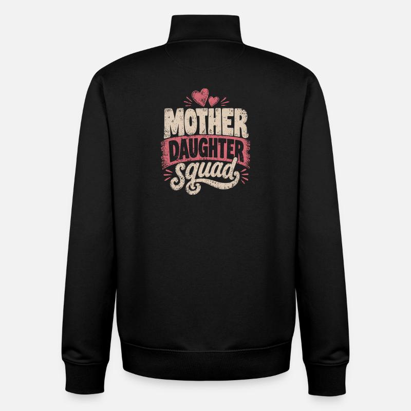 Conception du cœur de l’équipe Mère-Fille - Sweat zippé unisexe en coton bio Stanley/Stella - noir