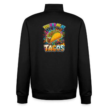 You Had Me at Tacos Neon Burst - Unisex Organic Zip Sweatshirt von Stanley/Stella - Schwarz - Hinten - AI Model Male 185 light (185cm)