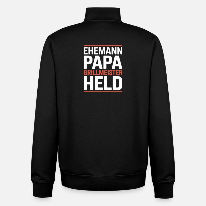 Ehemann Papa Grillmeister Held - Unisex Organic Zip Sweatshirt von Stanley/Stella - Schwarz