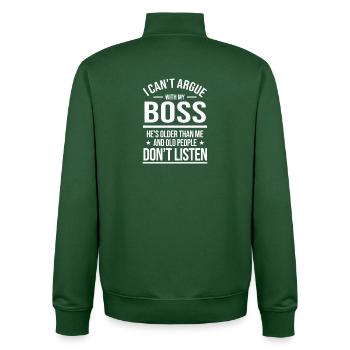 Cant Argue Funny Workplace - Unisex Organic Zip Sweatshirt by Stanley/Stella - bottle green - Back - AI Model Male 185 dark (185cm)