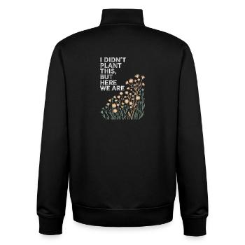 Ich habe das nicht gepflanzt, hier sind wir blümig - Unisex Organic Zip Sweatshirt von Stanley/Stella - Schwarz - Hinten - AI Model Male 185 light (185cm)