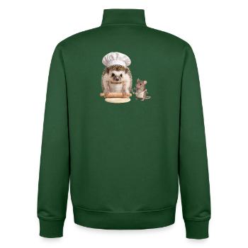Hedgehog baker with mouse helper - Unisex Organic Zip Sweatshirt by Stanley/Stella - bottle green - Back - AI Model Male 185 dark (185cm)