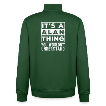 Das ist eine Alan-Sache, die du nicht verstehen würdest - Unisex Organic Zip Sweatshirt von Stanley/Stella - Flaschengrün - Hinten - AI Model Male 185 dark (185cm)