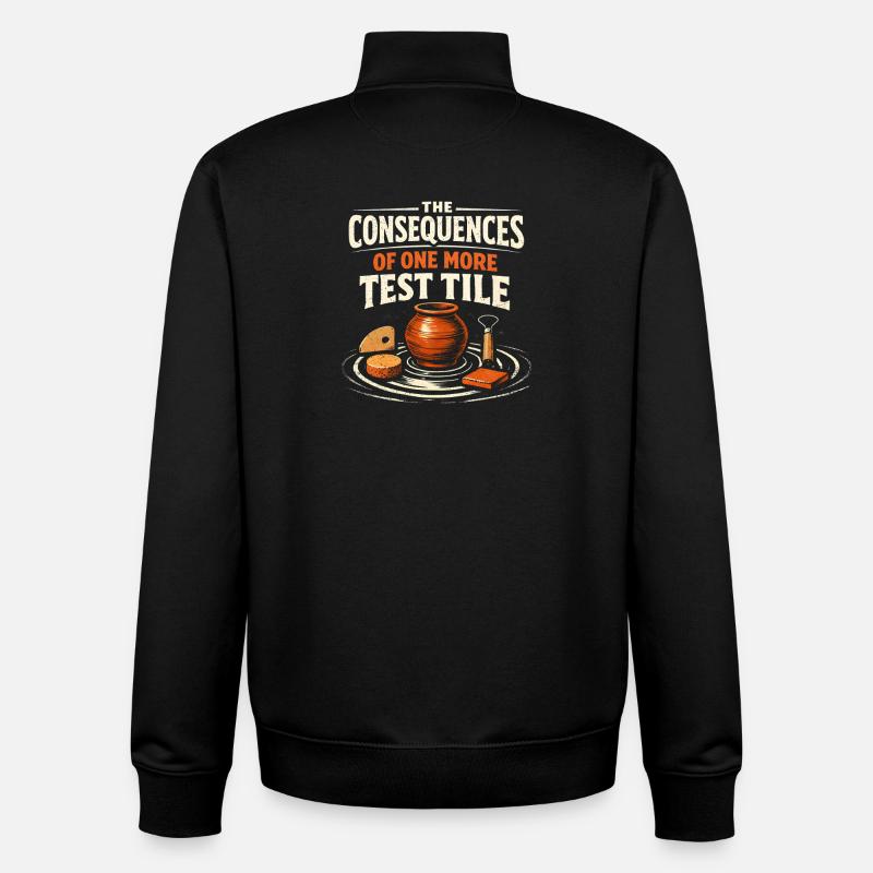 Un autre carreau d’essai | Céramique - Sweat zippé unisexe en coton bio Stanley/Stella - noir