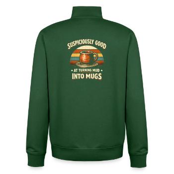 Schlamm wird Tasse | Töpfern - Unisex Organic Zip Sweatshirt von Stanley/Stella - Flaschengrün - Hinten - AI Model Male 185 dark (185cm)