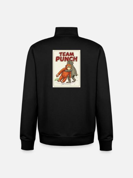 Team Punch Baby Monkey Punch - Unisex Organic Zip Sweatshirt by Stanley/Stella - black
