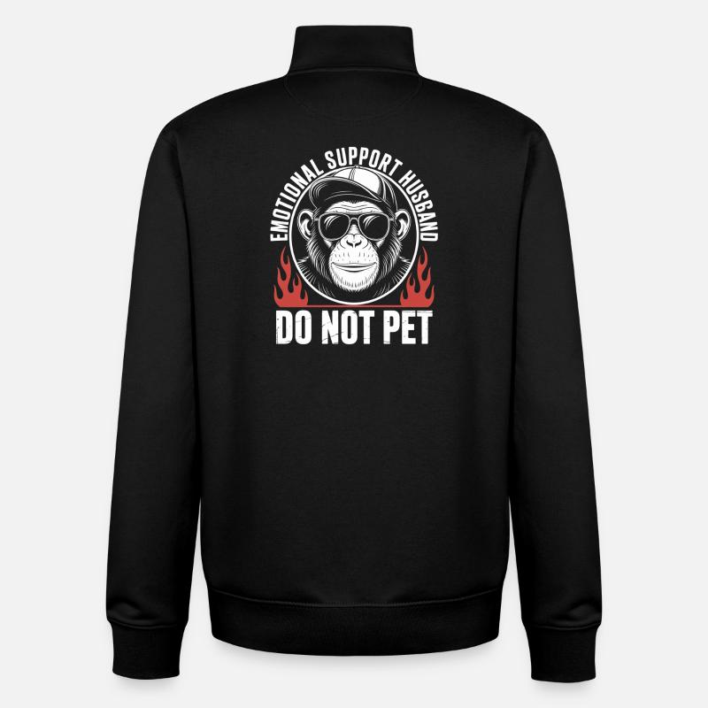 Emotional Support Husband Monkey - Unisex Organic Zip Sweatshirt by Stanley/Stella - black