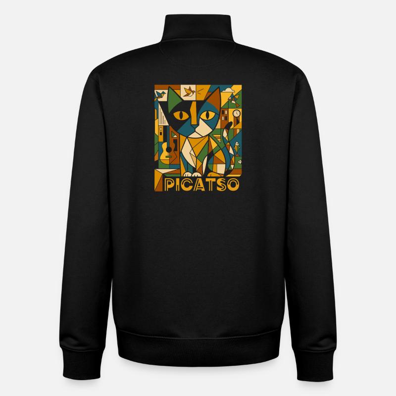 PiCATso – Artiste cubiste du chat - Sweat zippé unisexe en coton bio Stanley/Stella - noir