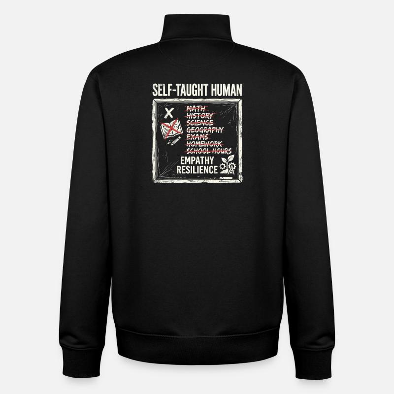 Self Taught Human - Unisex Organic Zip Sweatshirt von Stanley/Stella - Schwarz