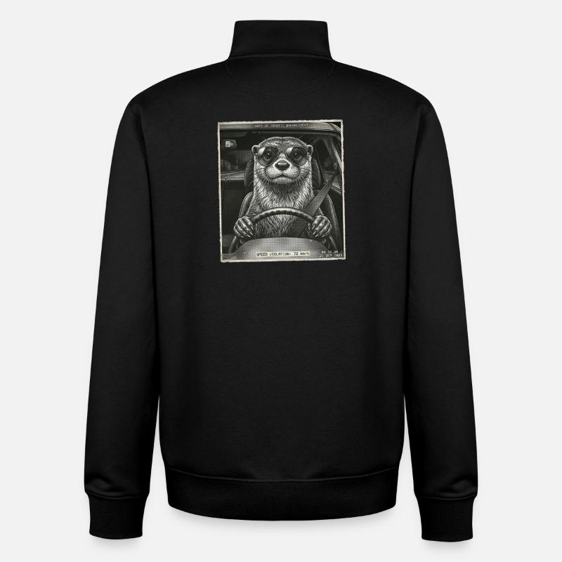 Otter Flashed - Sweat zippé unisexe en coton bio Stanley/Stella - noir
