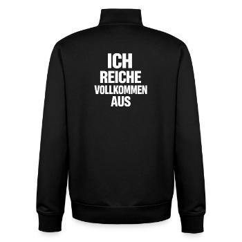 Ich Reiche Vollkommen Aus Humor Selbstbewusstsein  - Unisex Organic Zip Sweatshirt von Stanley/Stella - Schwarz - Hinten - AI Model Male 185 light (185cm)