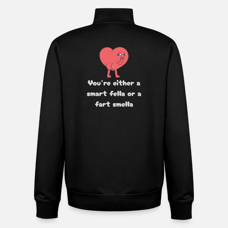 Schlauer Kerl oder Furz-Smella-Herz - Unisex Organic Zip Sweatshirt von Stanley/Stella - Schwarz