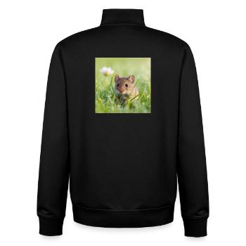 Souris des champs Prairie Faune Gramine Fleur sauvage - Sweat zippé unisexe en coton bio Stanley/Stella - noir - Dos - AI Model Male 185 light (185cm)