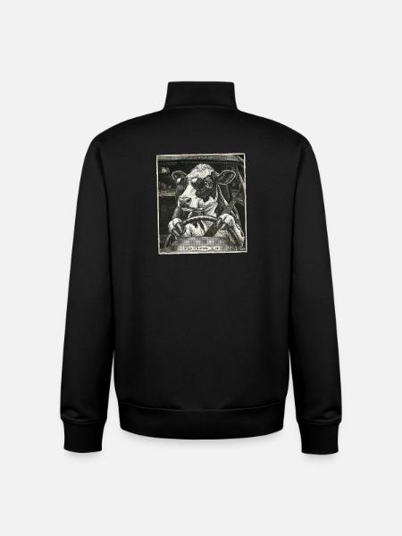 Dairy cow flashed driving a car - Unisex Organic Zip Sweatshirt by Stanley/Stella - black