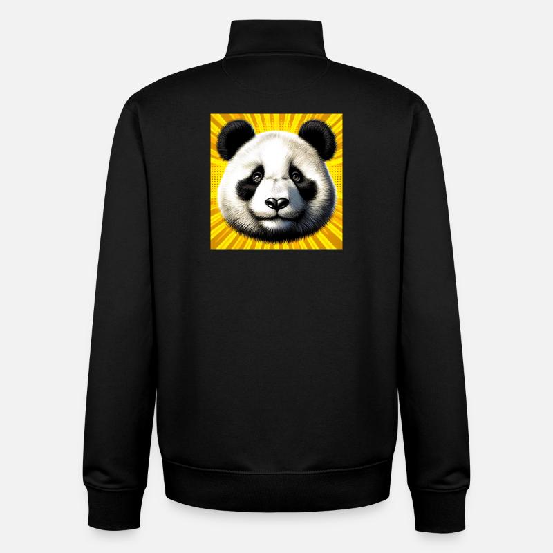 panda - Sweat zippé unisexe en coton bio Stanley/Stella - noir