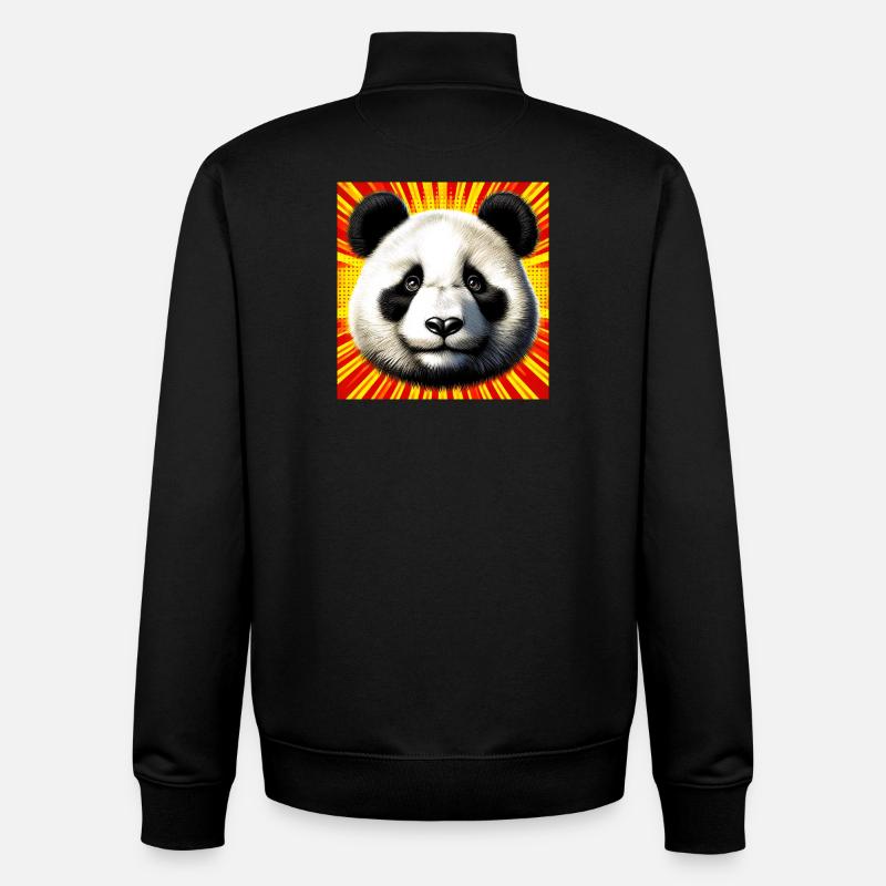 panda - Sweat zippé unisexe en coton bio Stanley/Stella - noir