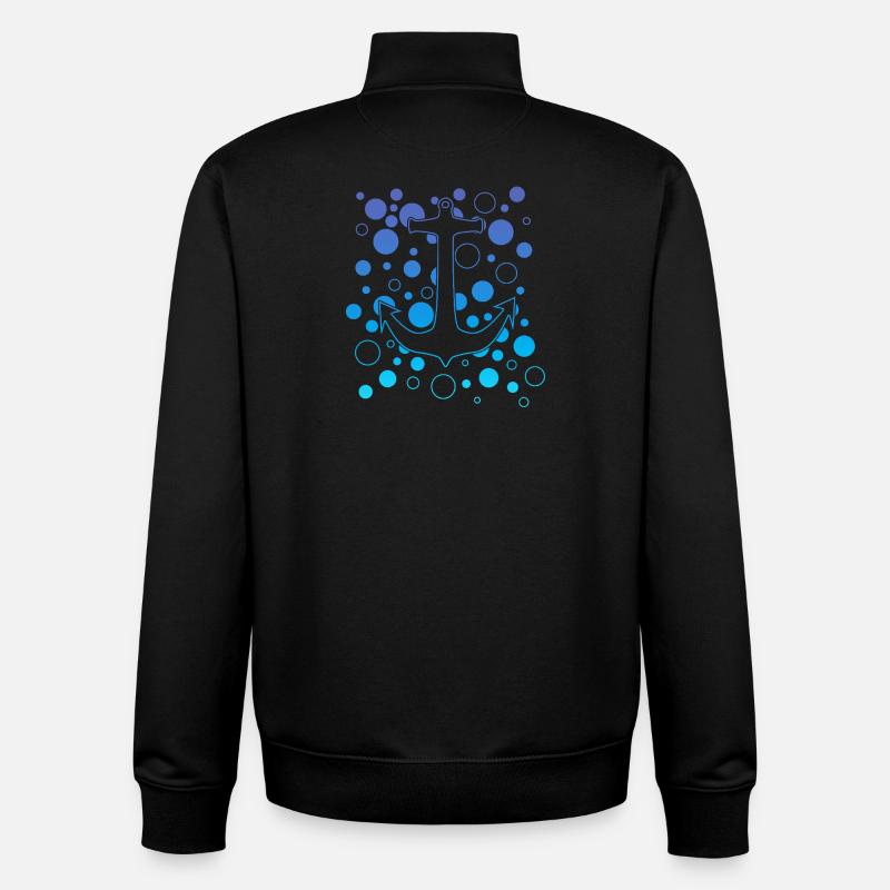 Ocean Anchor Bubbles - Unisex Organic Zip Sweatshirt by Stanley/Stella - black