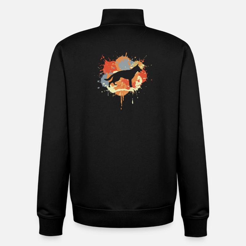 Graffiti du berger allemand - Sweat zippé unisexe en coton bio Stanley/Stella - noir