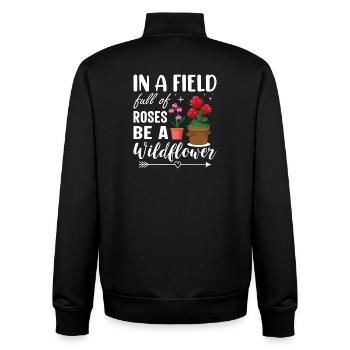Rosenfeld : Motivation pour un cadeau de fleurs sauvages - Sweat zippé unisexe en coton bio Stanley/Stella - noir - Dos - AI Model Male 185 light (185cm)