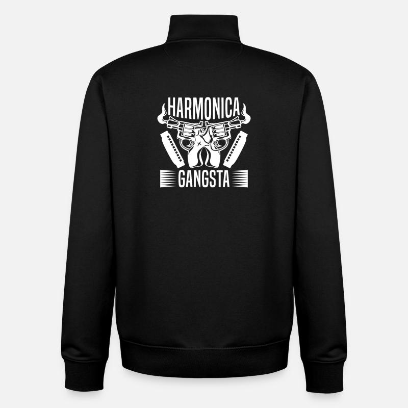 Harmonica Musican Gangsta Harmonica - Sweat zippé unisexe en coton bio Stanley/Stella - noir