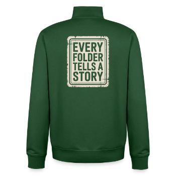 Every Folder Tells a Story - Unisex Organic Zip Sweatshirt by Stanley/Stella - bottle green - Back - AI Model Male 185 dark (185cm)
