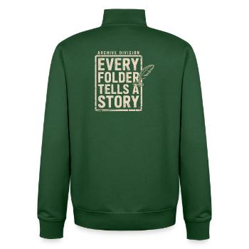 Every Folder Tells a Story - Unisex Organic Zip Sweatshirt by Stanley/Stella - bottle green - Back - AI Model Male 185 dark (185cm)