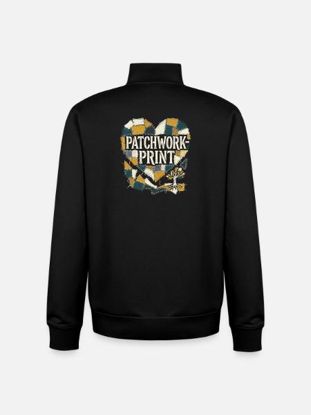 Impression patchwork - Sweat zippé unisexe en coton bio Stanley/Stella - noir
